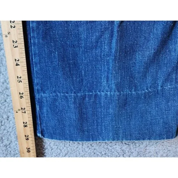 VTG 70s Women's Tour De Force Wide Flare Leg Baggy Jeans Patch Pockets Blue Sz 6